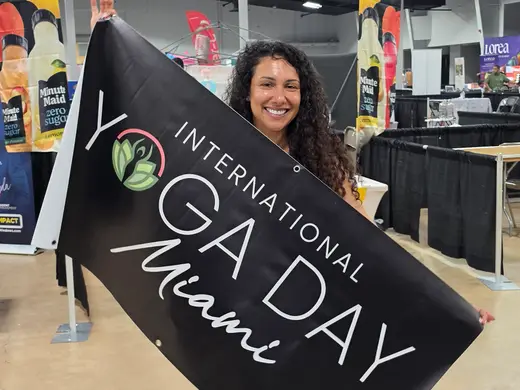 International Yoga Day Miami signage