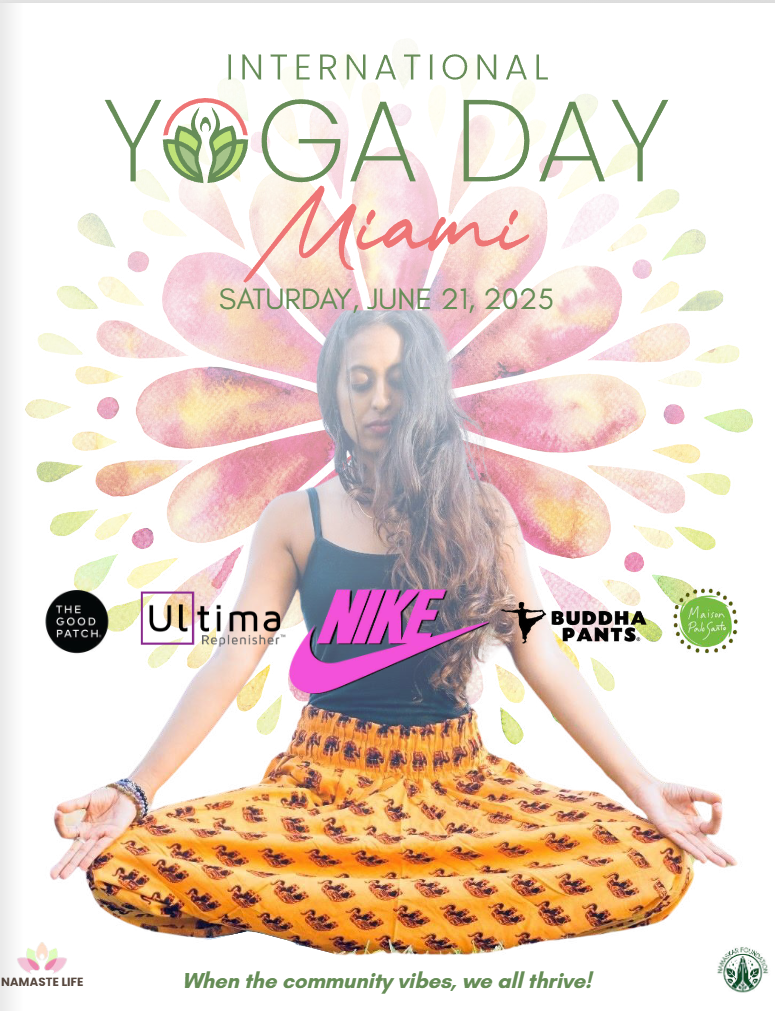 International Yoga Day Miami 2025 program guide cover